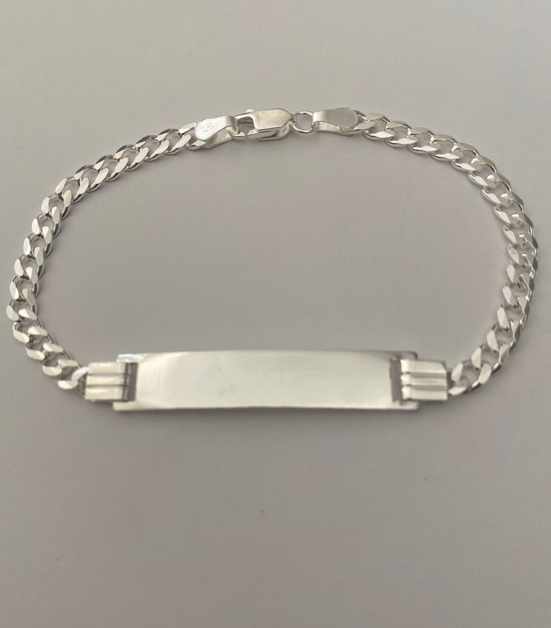 925 Silver 8.25 id plate bracelet cuban link chain