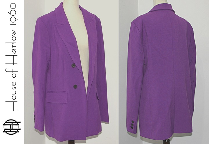 HOUSE OF HARLOW Faux Double Breasted / Open Front Blazer Jacket in Purple sz XL