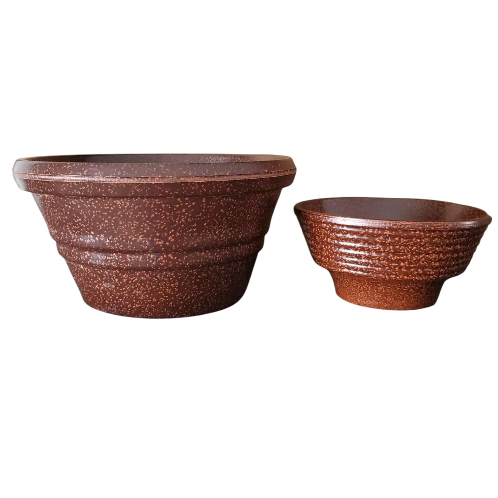 Vintage German Ringware Glazed Footed Terra Cotta Bowl Set of Two Boho Adult's