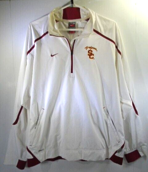 Nike Fit Storm USC Trojans Team Jacket Zip-up Windbreaker Men MEDIUM Sport WHITE