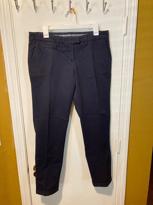 NEW Patrizia Pepe women's size 32 roll cuff dark blue stretch chino pants 32x30