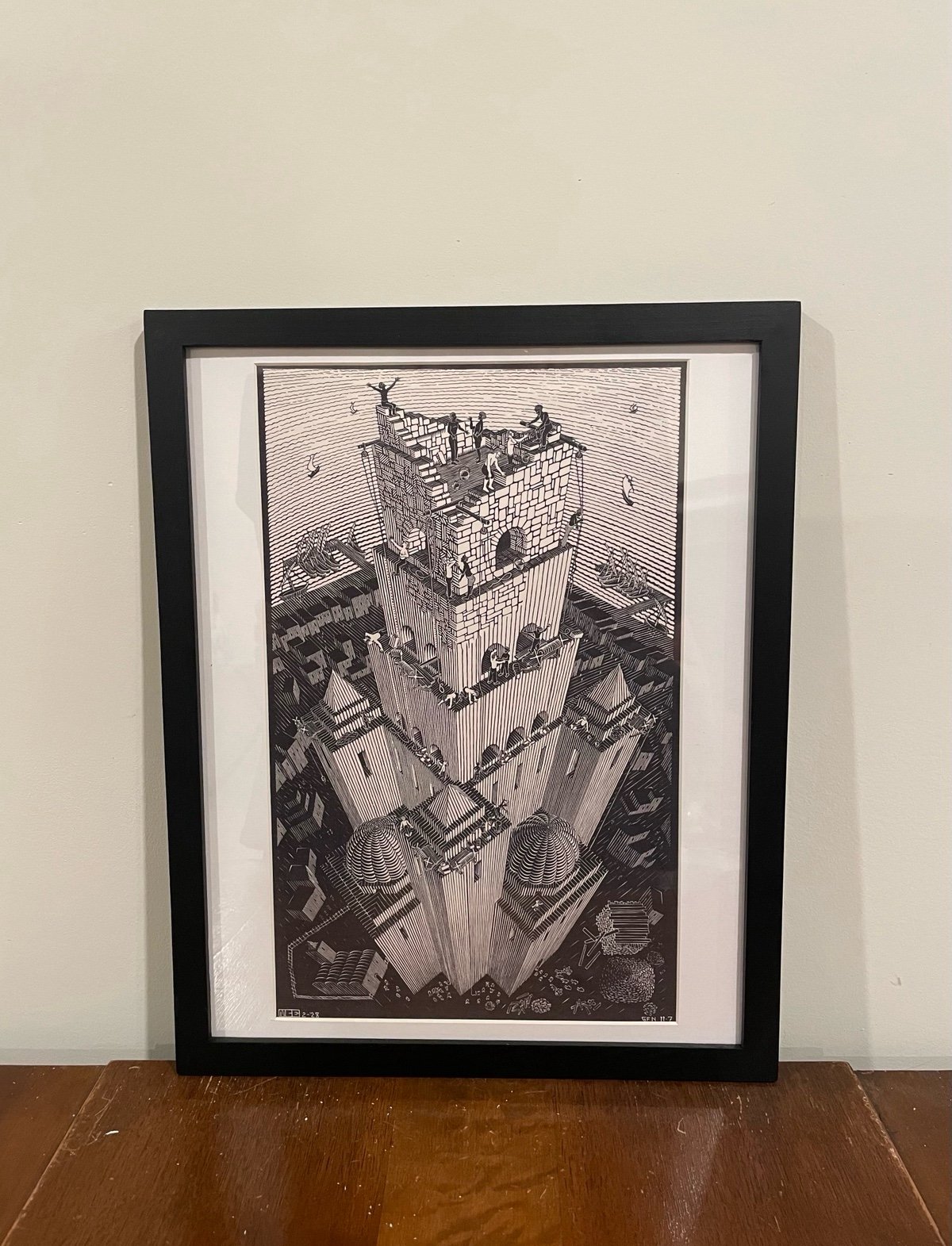 M. C. Escher Tower of Babel Framed Print 12x15 Geometric Modern Wall Art Decor