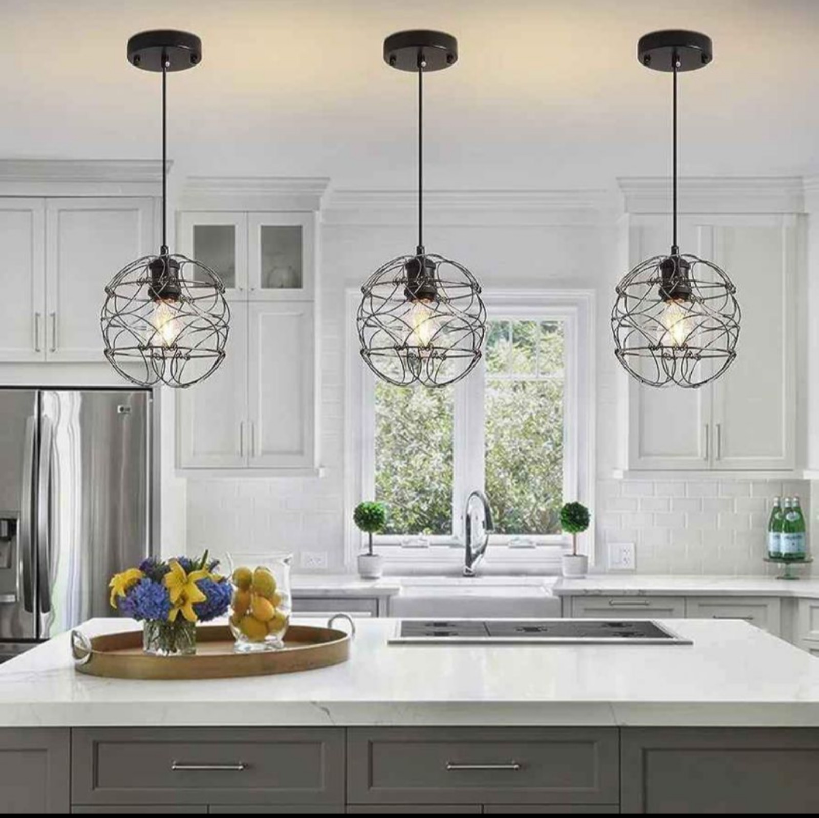 DIY Shape Changing Industrial metal cage hanging light (2)