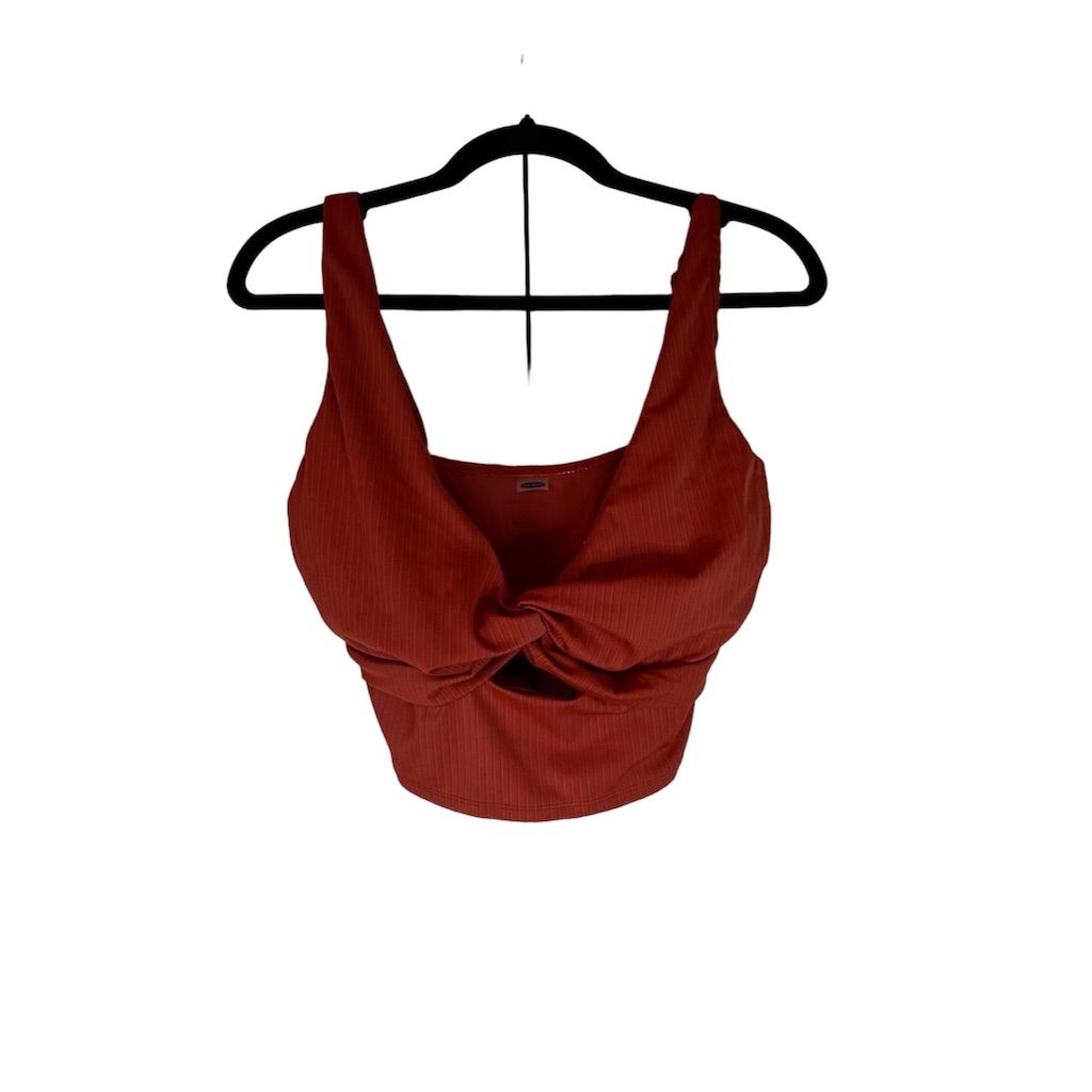 Old Navy Women's Red Twist-Front Textured-Rib Tankini Swim Top XL