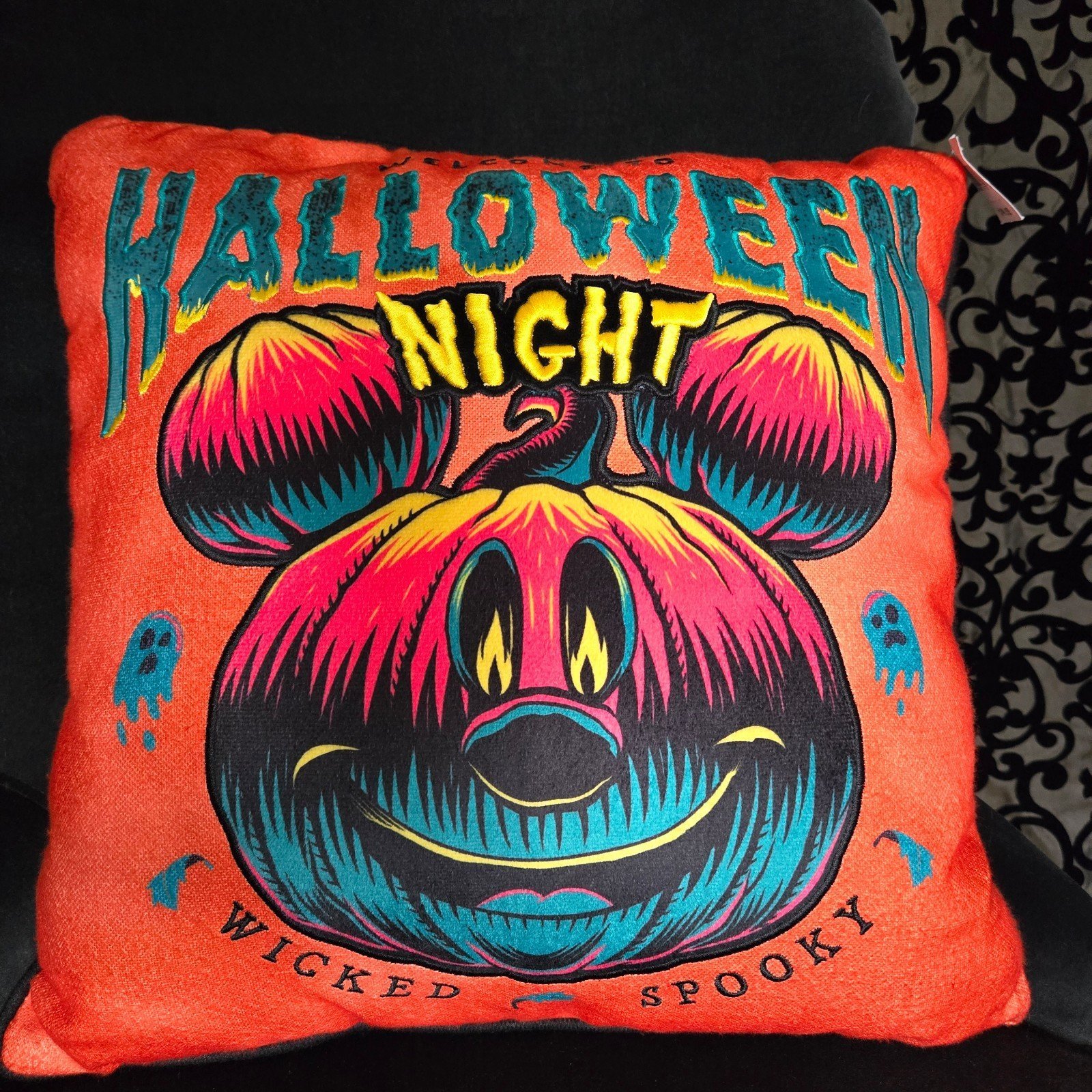 DisneyParks Mickey Mouse Halloween Jack-o'-Lantern Pillow NWT