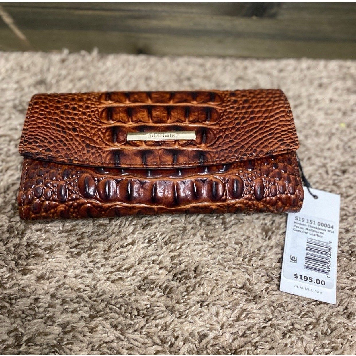 NWT Brahmin Modern Checkbook Wallet In Pecan Melbourne