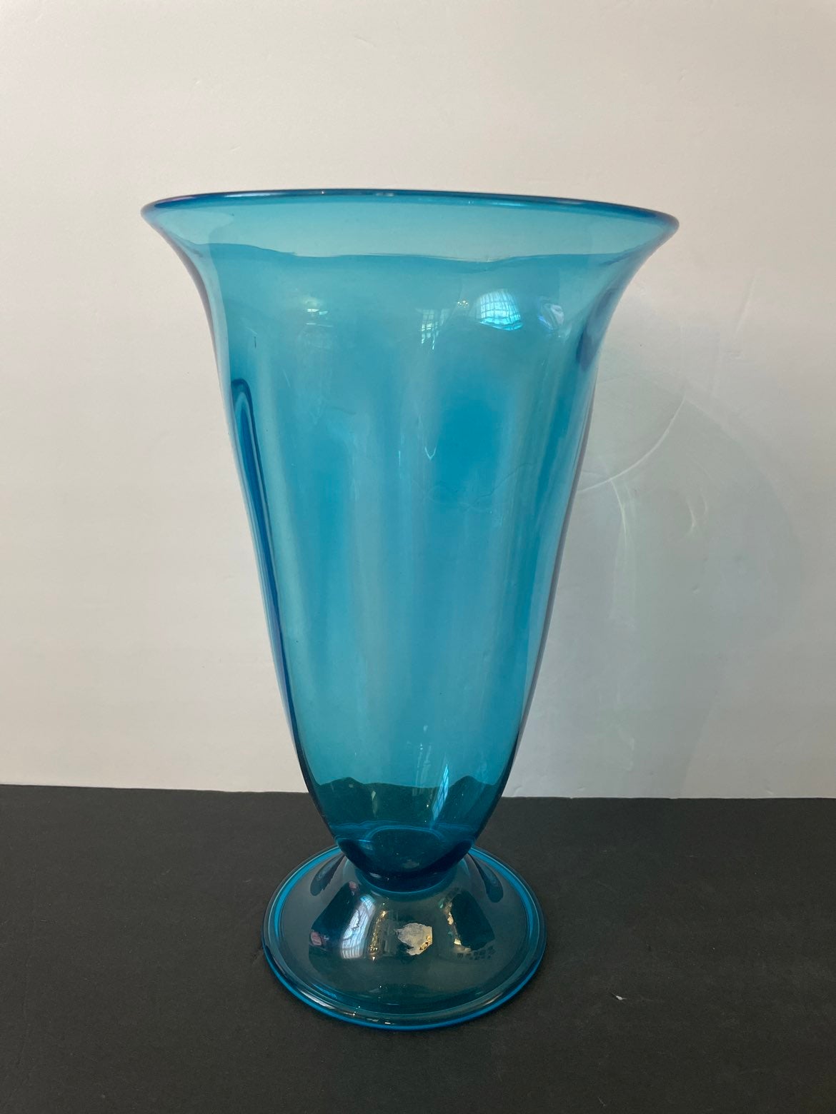 Vintage Signed Blue Art Glass Vase 12