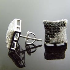.925 Sterling Silver Square Hoop Black