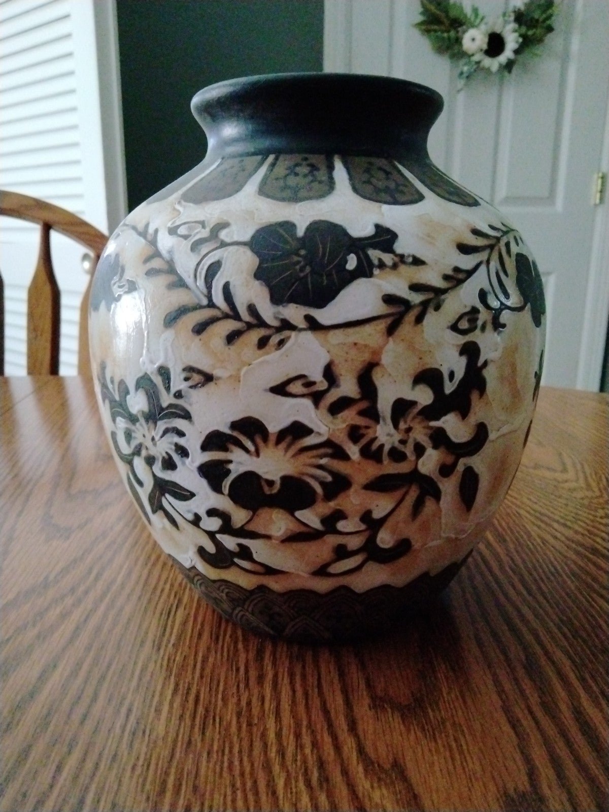 Vintage Chinese Porcelain Hand Painted Floral Vase Gorgeous