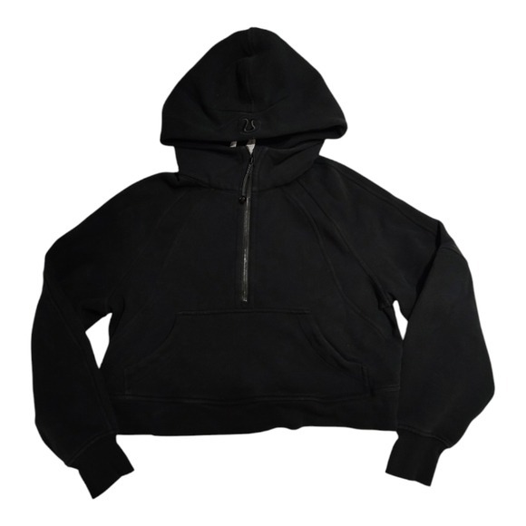 Lululemon Black Cropped Oversized Half Zip Scuba Hoodie XS/S