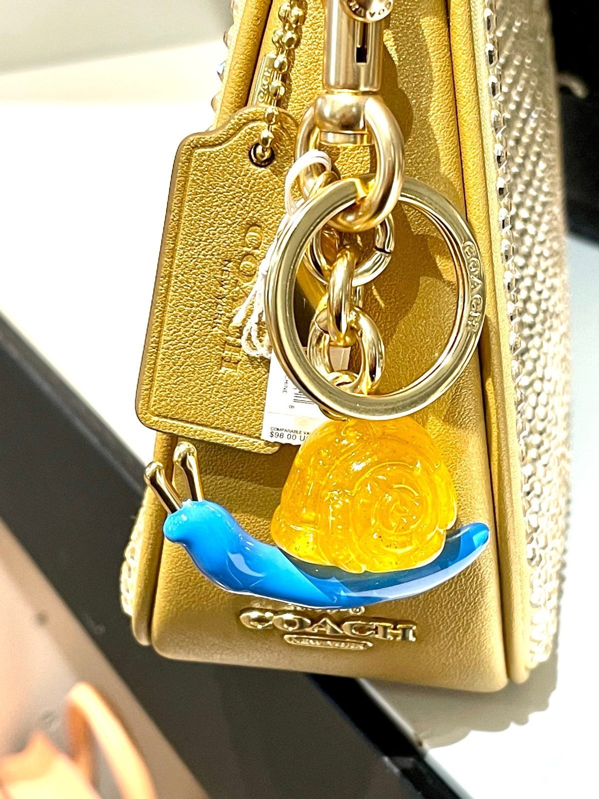 NWT COACH X OBSERVED BY US SNAIL KEY RING/BAG CHARM CHAIN CU307