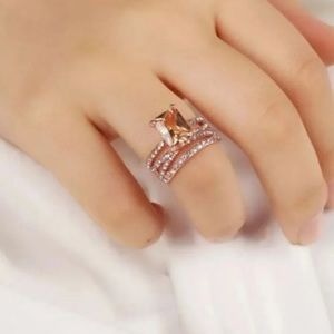 18K ROSE GOLD DIAMOND MORGANITE ETERNITY RING