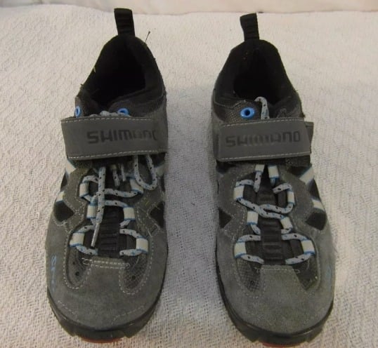 ADULT MEN'S SHIMANO SH-MT41G BLUE GRAY LACE HOOK/LOOP 6.7 CYCLING SHOES NM 34017