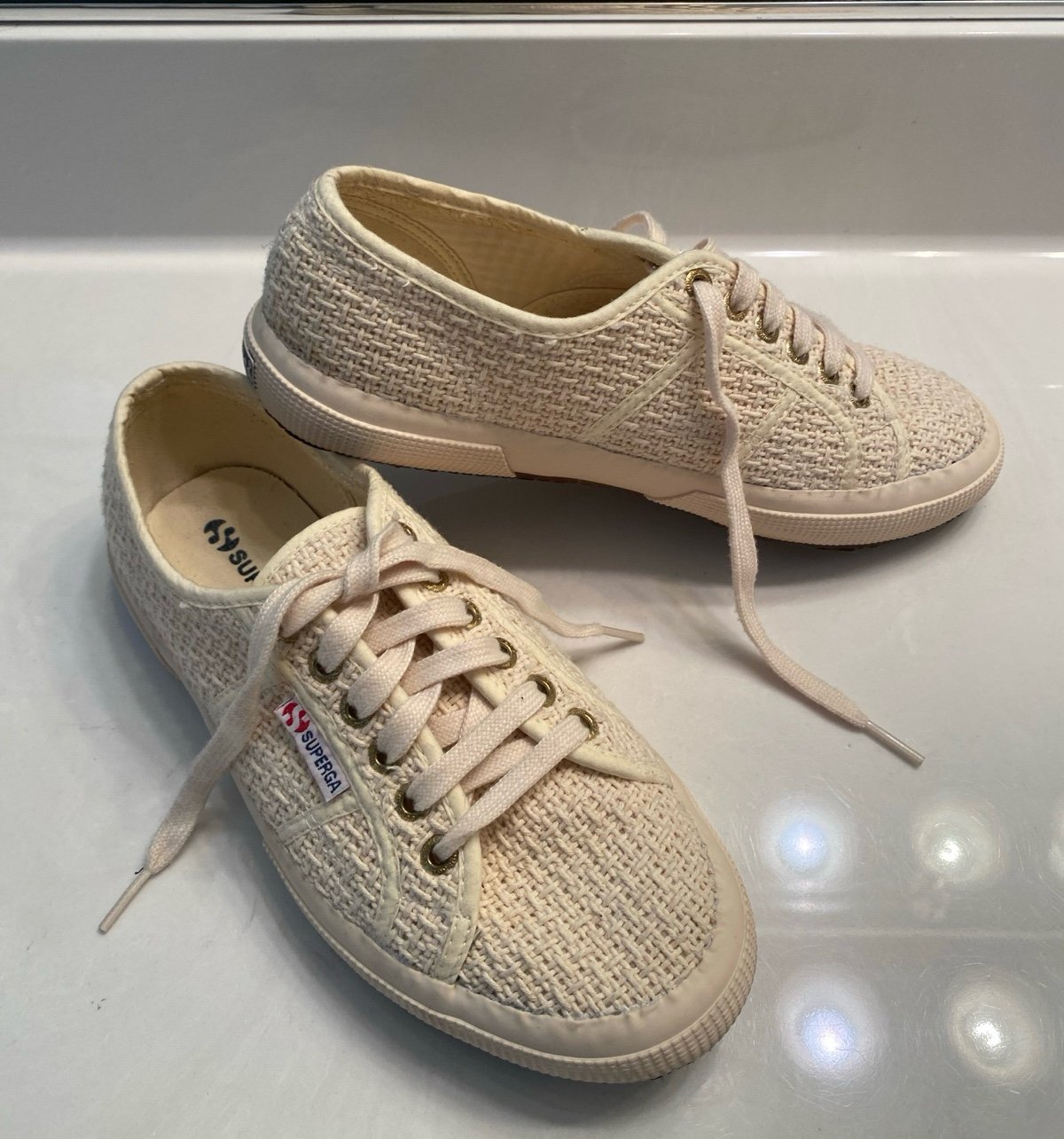 Superga cream crochet sneakers size 8.5