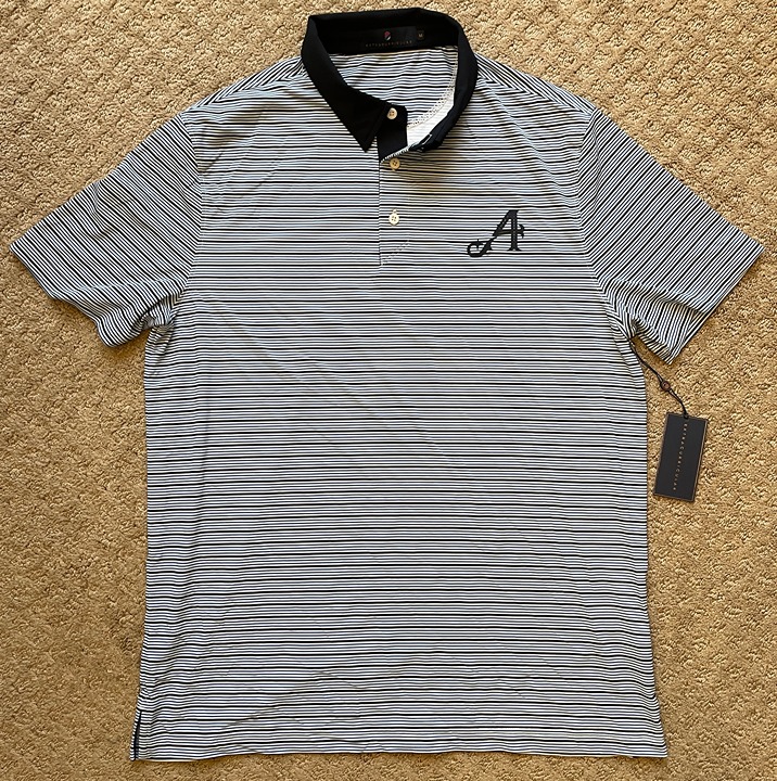 NWT Extracurricular LIV ACES Golf Tour Polo MEDIUM Golf Blue Black White Stripe