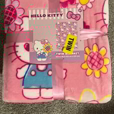 Hello Kitty pink love & flowers valentines TWIN blanket