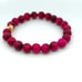 24K Gold Money Bag Lucky Charm Bracelet Magenta Tiger's Eye Gemstones Size 6.5