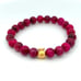 24K Gold Money Bag Lucky Charm Bracelet Magenta Tiger's Eye Gemstones Size 6.5