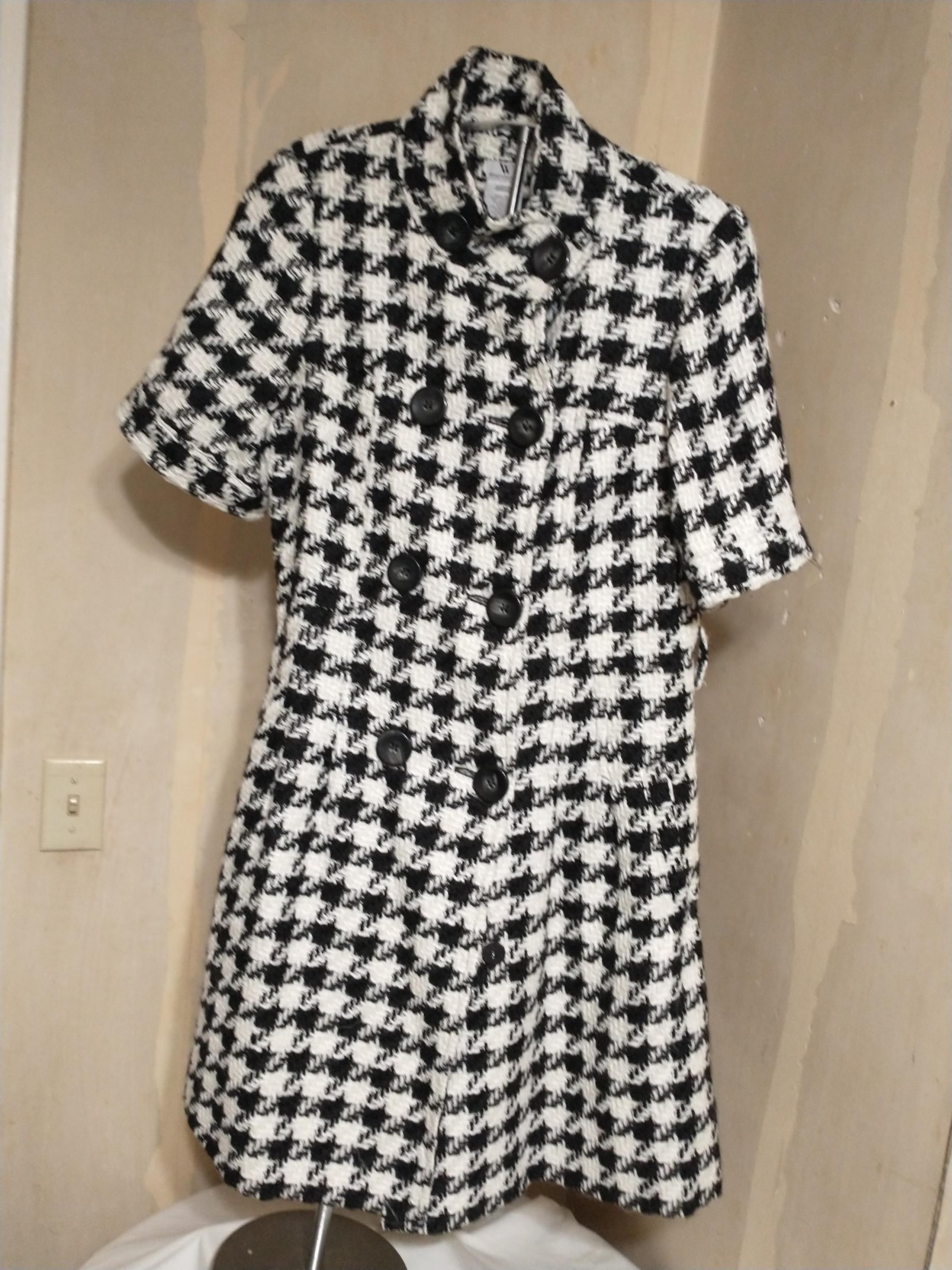 Vintage Worthington Houndstooth Short Sleeved Double Breasted Coat
