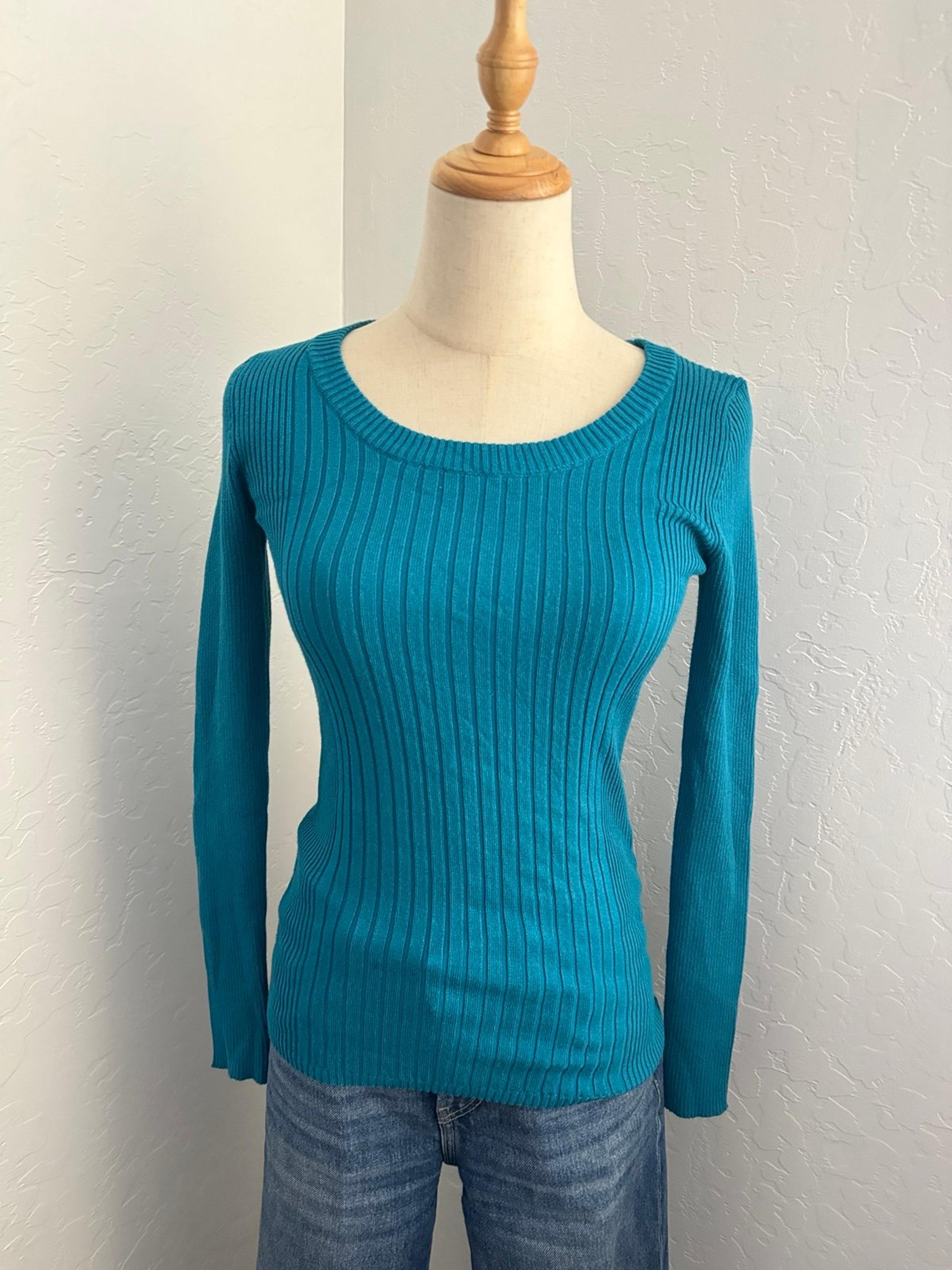 Teal Fitted Long Sleeve Knit Top