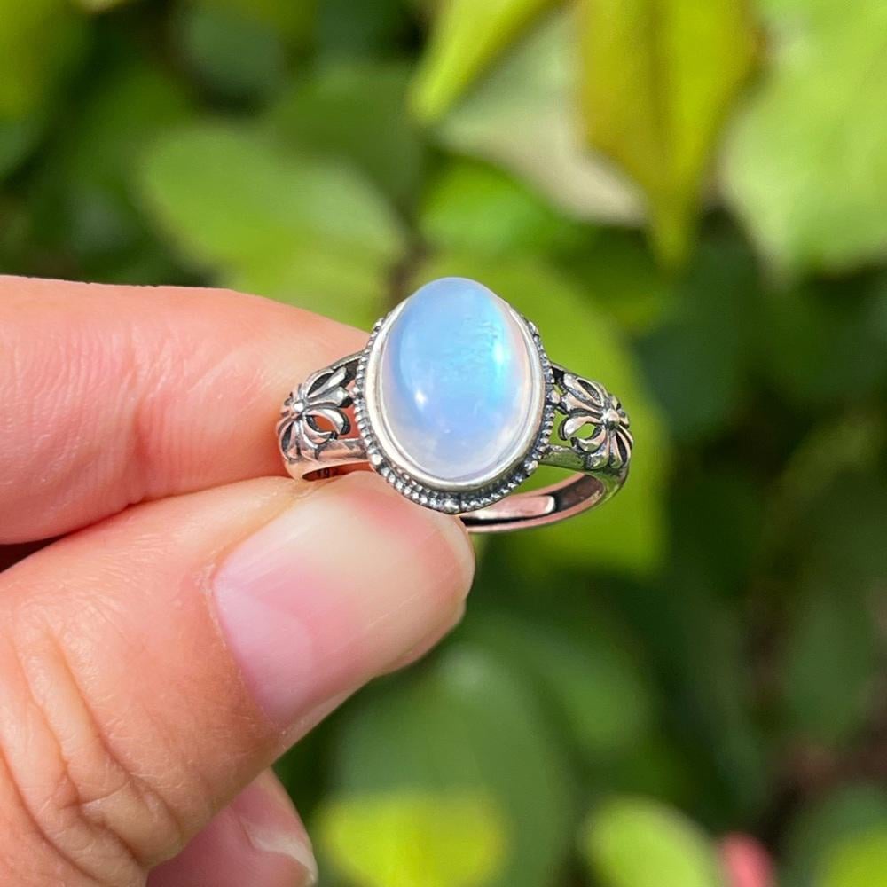 Sterling silver adjsutable moonstone ring