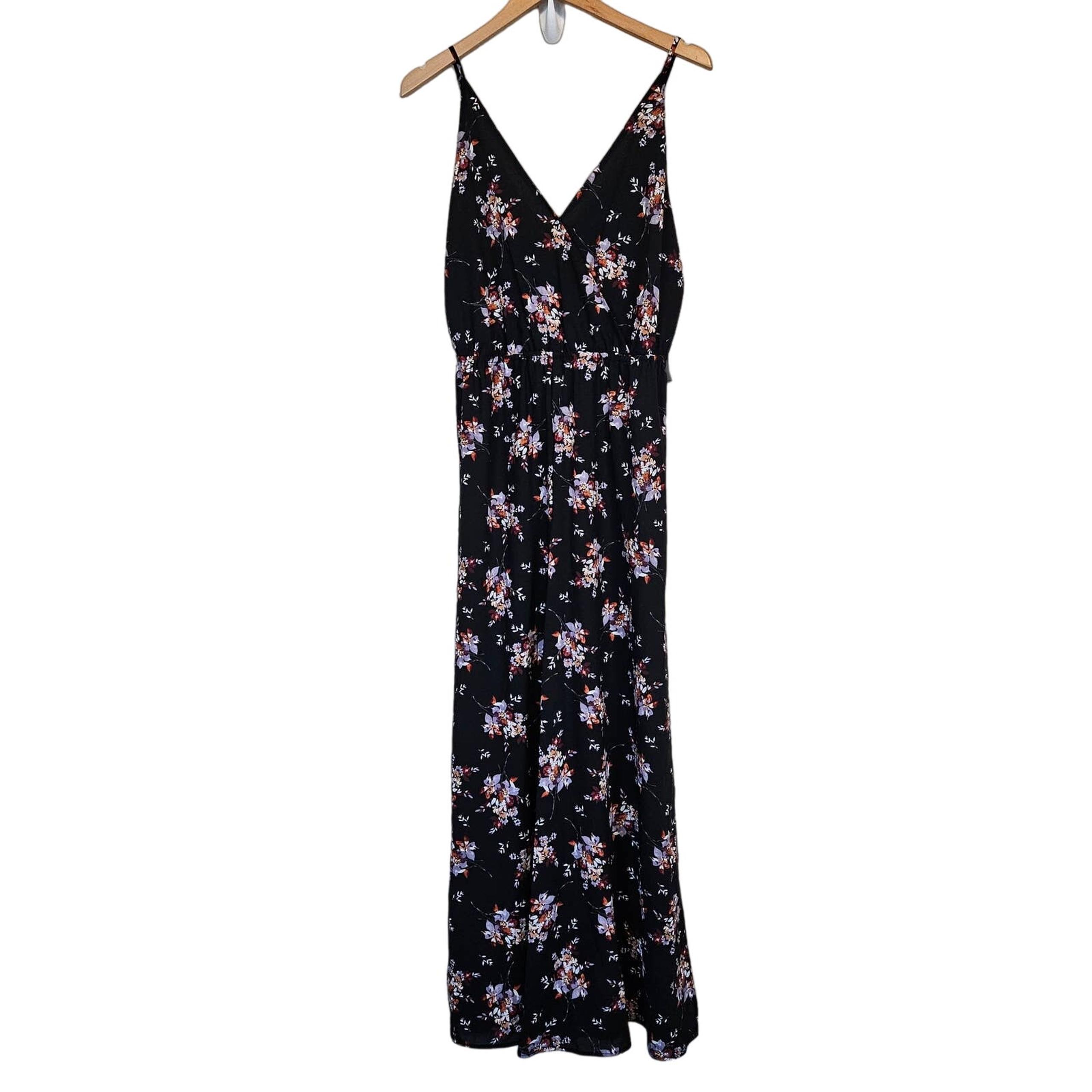 1. State Black Floral Wide Leg Jumpsuit Women's Small Dark Romantic