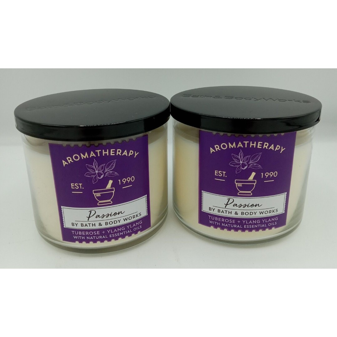 Lot Of 2 BATH AND BODY WORKS AROMATHERAPY PASSION 3 WICK CANDLES LG 14.5 OZ