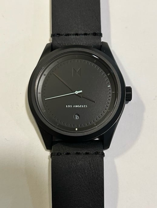 MVMT Watch With 39mm Black Face & Black Leather Band