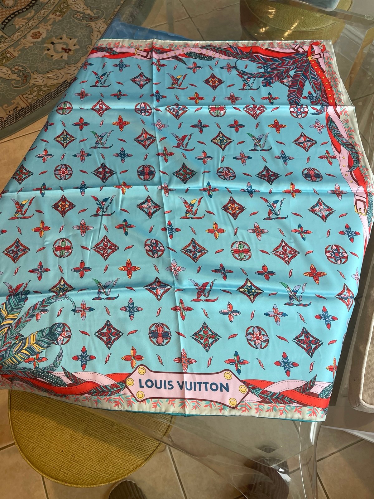 Louis Vuitton 100% Silk Scarf 34” x 34”