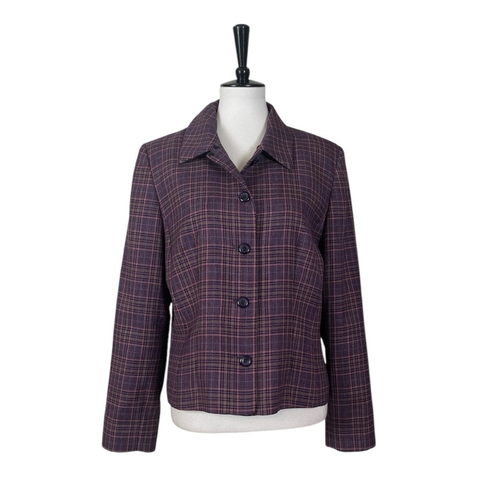 Vintage Pendleton Blazer Button Front Burgundy Multi Plaid Women’s Size 14