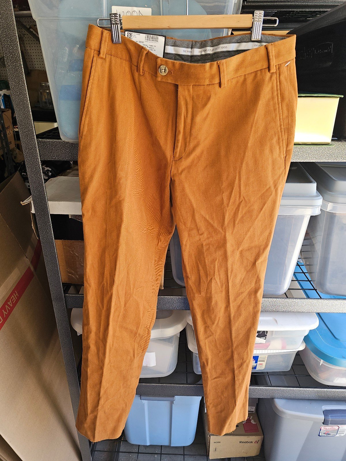 Mens Hiltl Pants, Gold Eur 48, Us 32/32, Made In Italy NEW