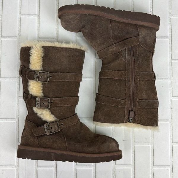 Ugg Boots Maddi Sherpa Mid Calf Fleece Lined Buckle Juniors 2 1001520