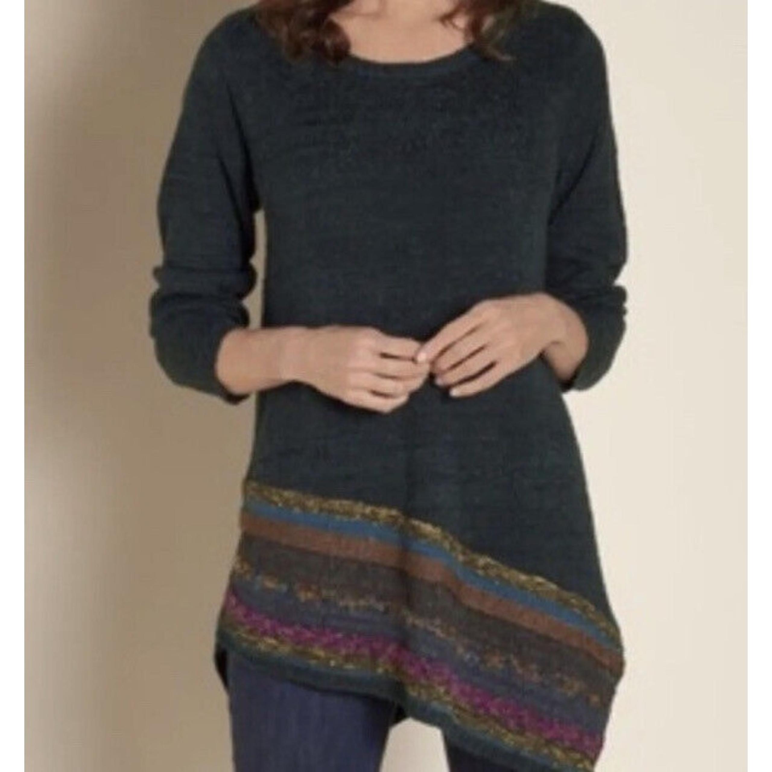 Soft Surroundings Raku Asymmetric Hem Boho Tunic Sweater Size L