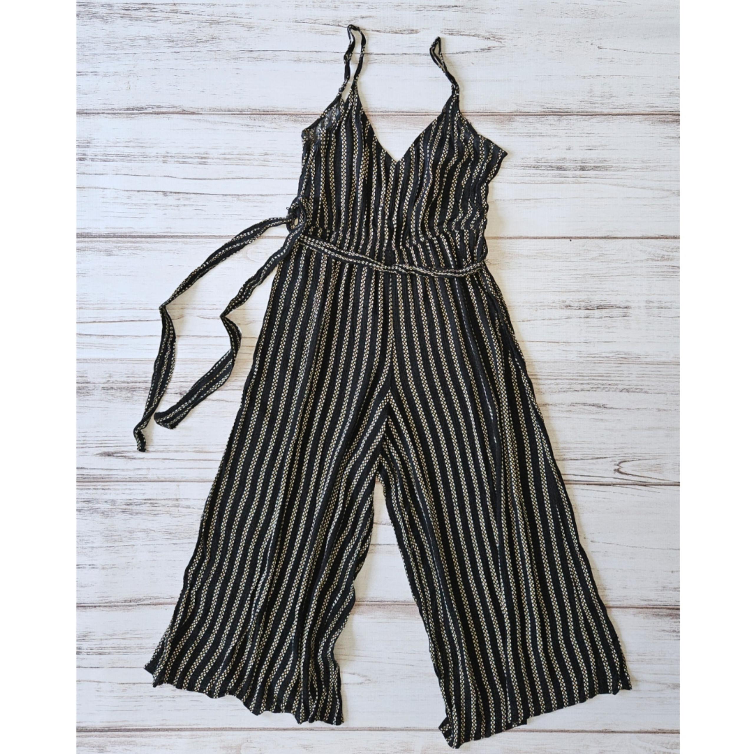 Blue Rain Black Stripe Jumpsuit sz L