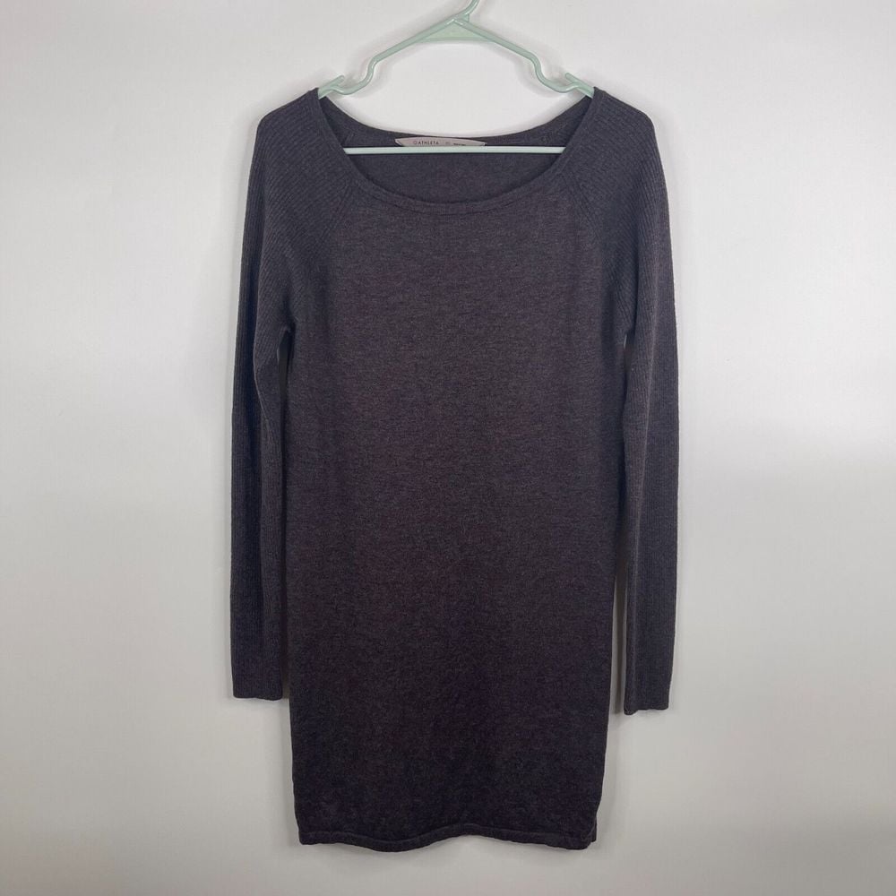 Atheleta Womens Sweater Dress Size XS Long Sleeve Purple/Gray Merino Wool Short