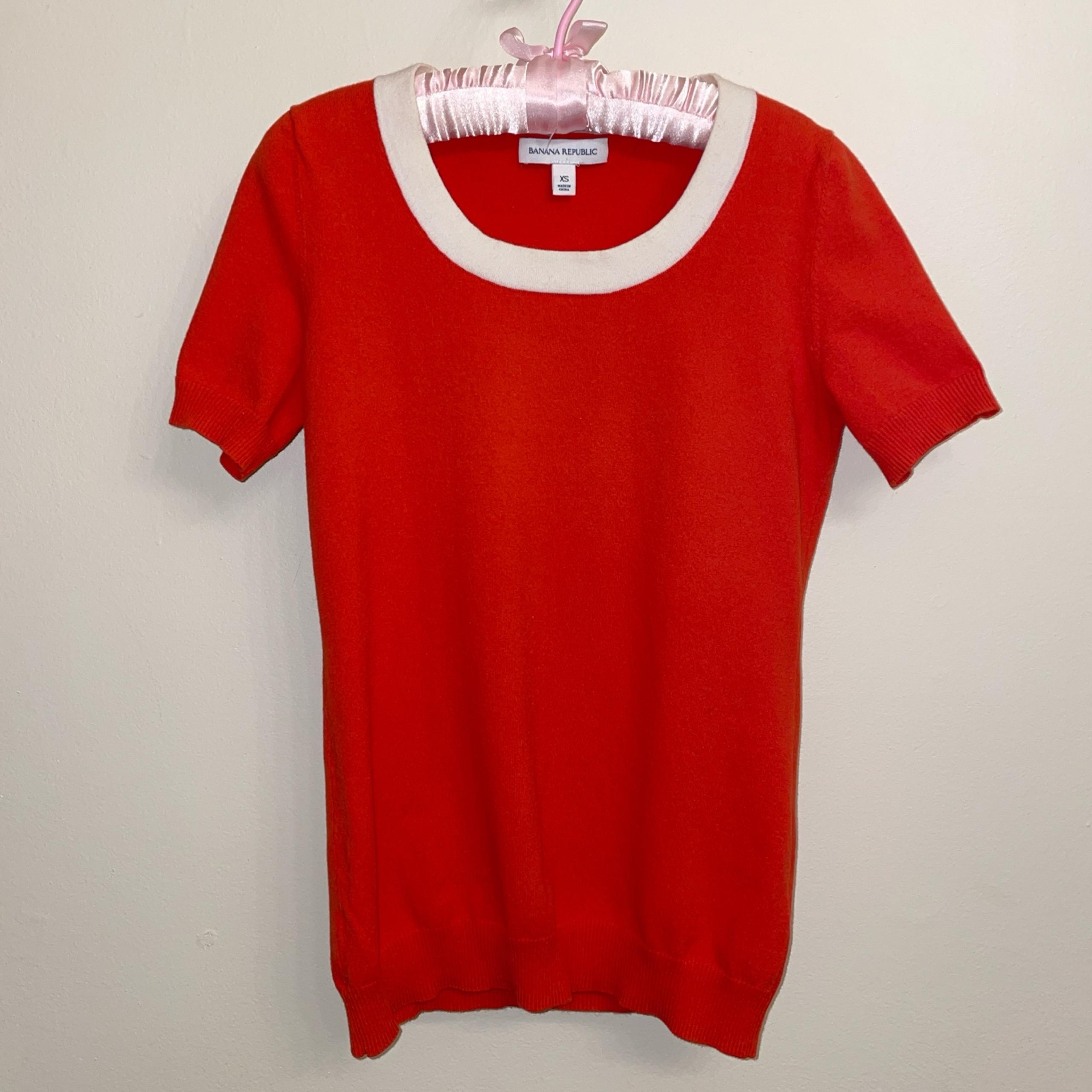 Banana Republic Orange Short Sleeve Knit Top