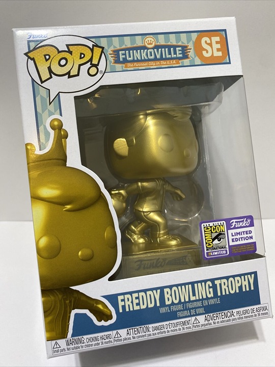 Funko Pop SDCC 2023 Freddy Bowling Trophy Pop Figure SE Funkoville w/ CON STICKE