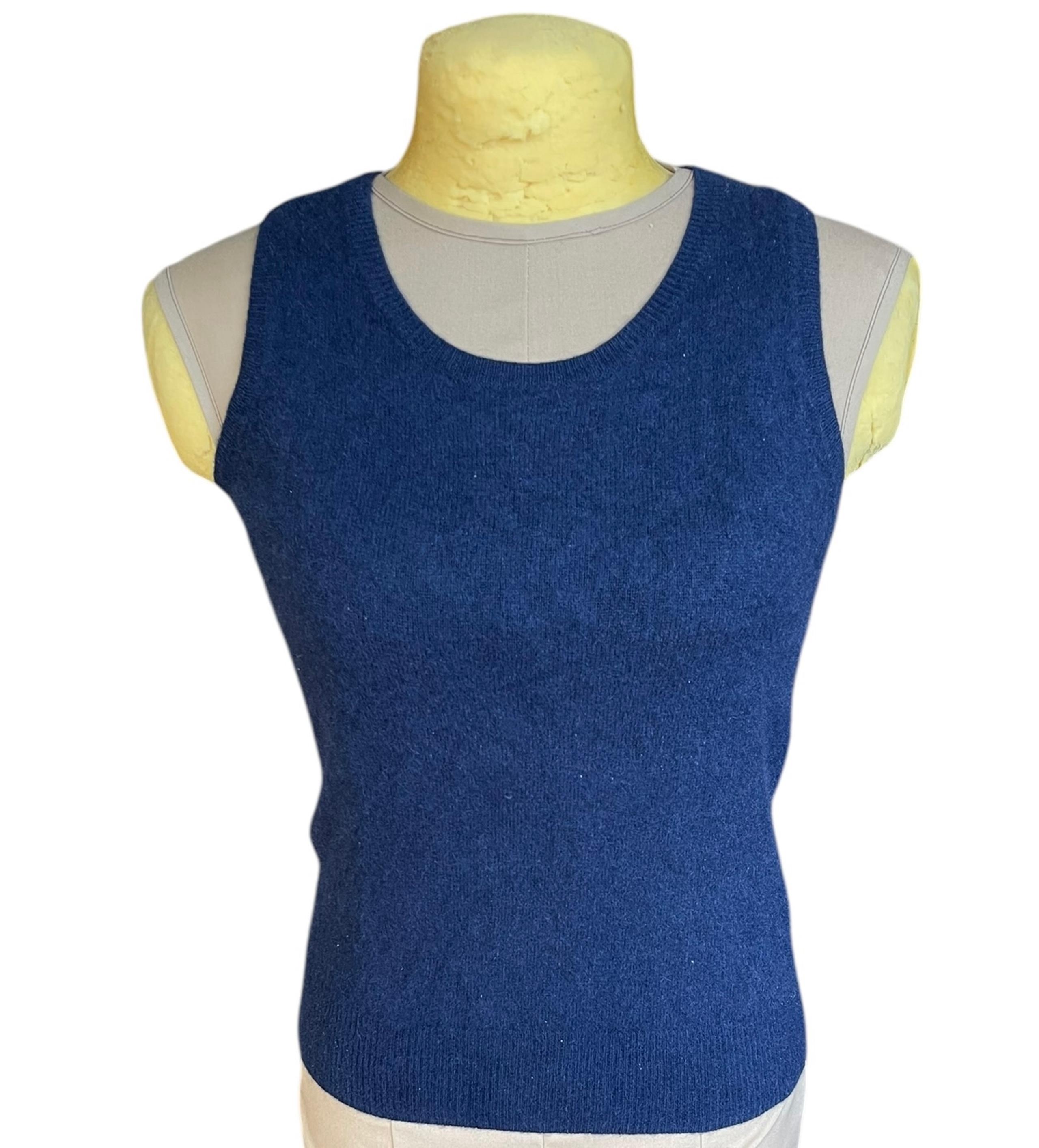 Navy blue 2 ply cashmere tank top