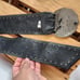Fossil black leather bohemian belt studded round brass tone buckle size Large