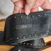 Fossil black leather bohemian belt studded round brass tone buckle size Large