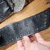 Fossil black leather bohemian belt studded round brass tone buckle size Large