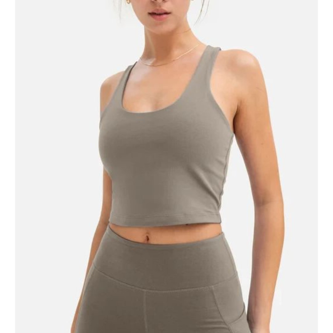 MATE THE LABEL ORGANIC STRETCH RACERBACK TANK PEBBLE SZ XS NWT 68