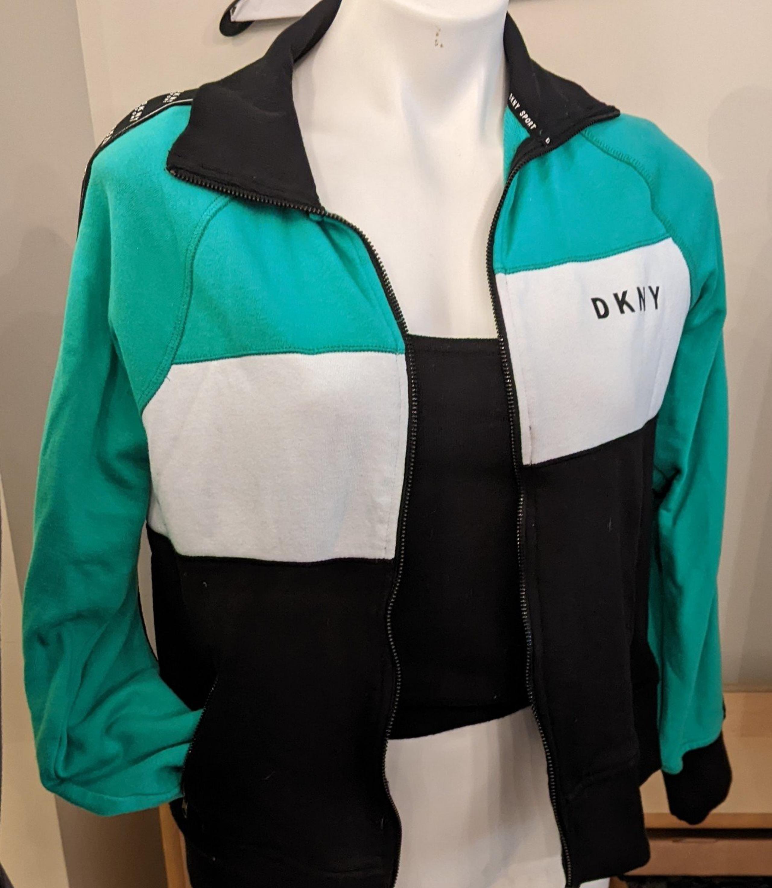 DKNY Sport zip up green to black white jacket Small