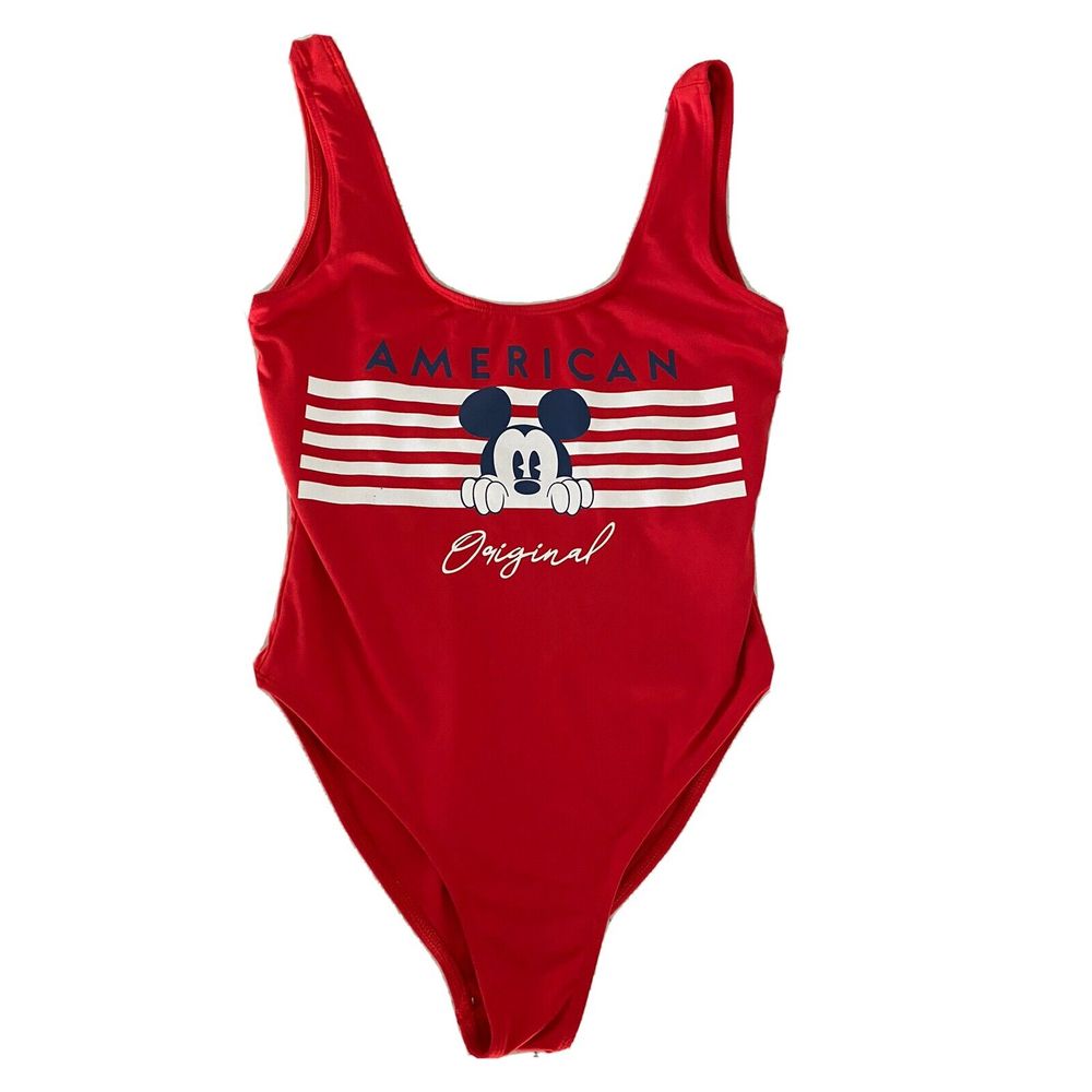 Disney Mickey Mouse Red One Piece Swimsuit Small