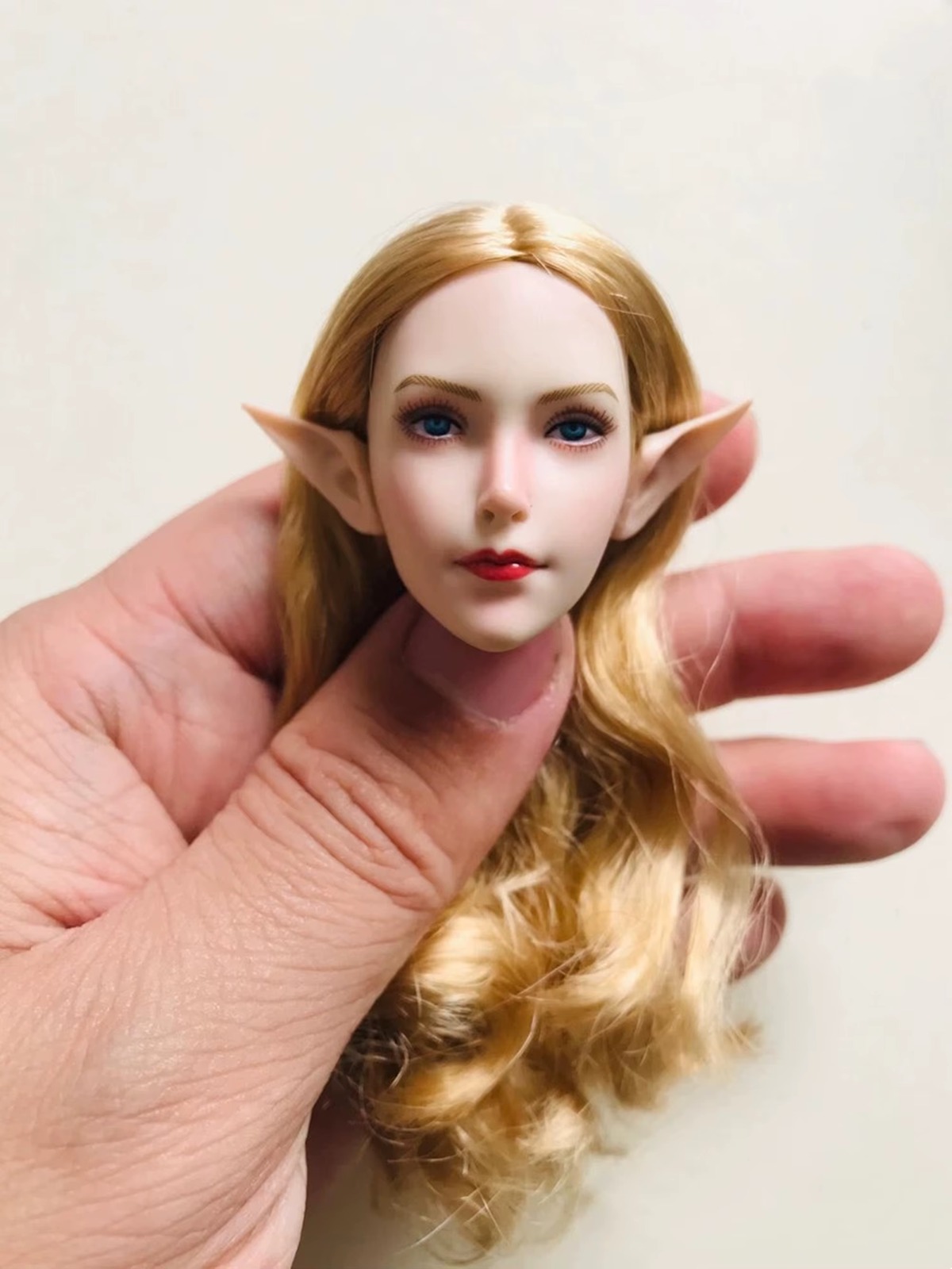 1/6 SDH021A Blonde Hair Removable Elf Ears Girl Head Sculpt Model Fit 12'' Pale