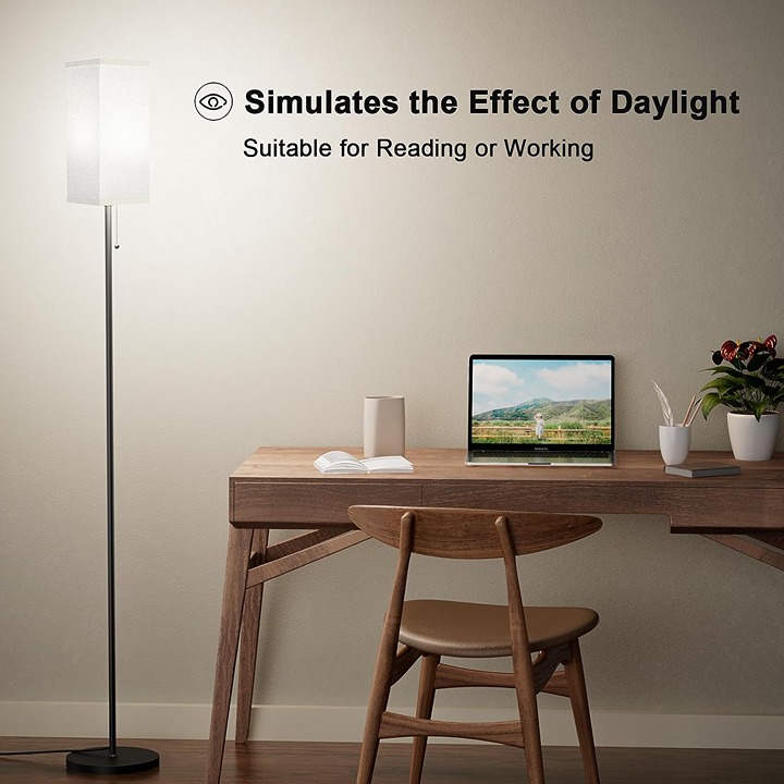 Floor Lamps for Living Room Bedroom - 3 Color Temperature Black Standing Lamp wi
