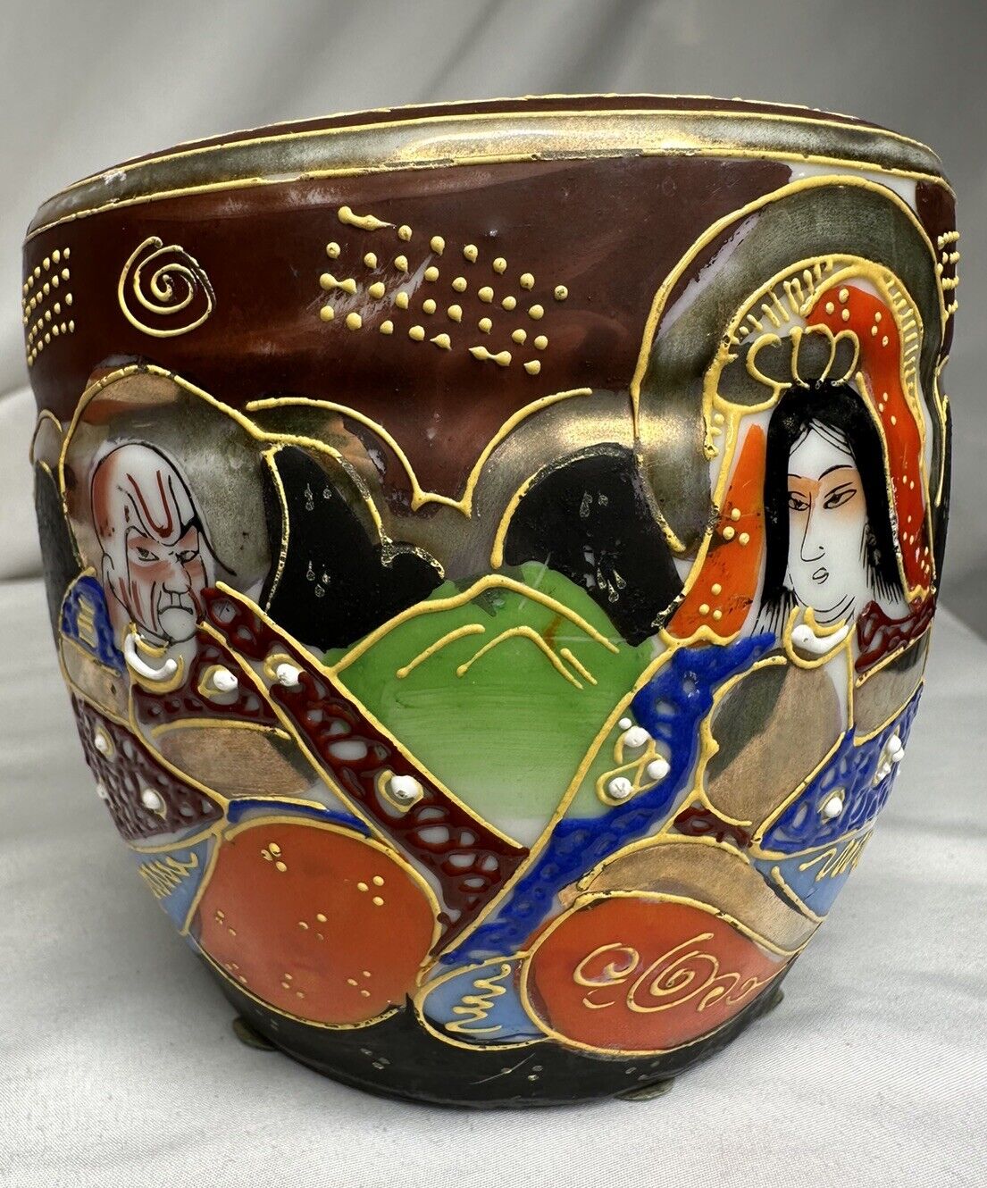 Antique Japanese Hand Painted Porcelain Vase Satsuma Bowl