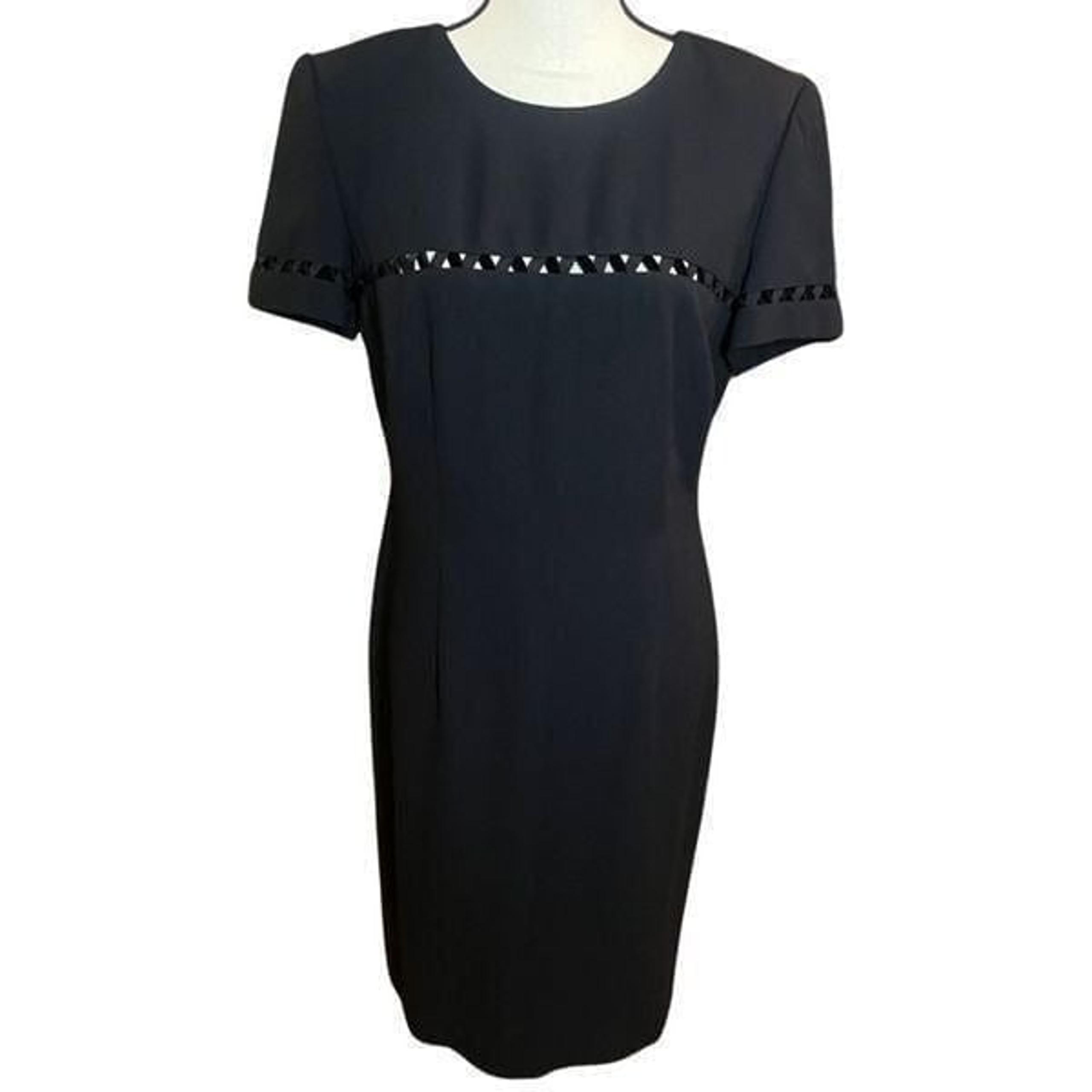 Vtg 90s/Y2K Donna Morgan Bodycon Little Black Cutout Velvet Trim Dress Sz 10 M