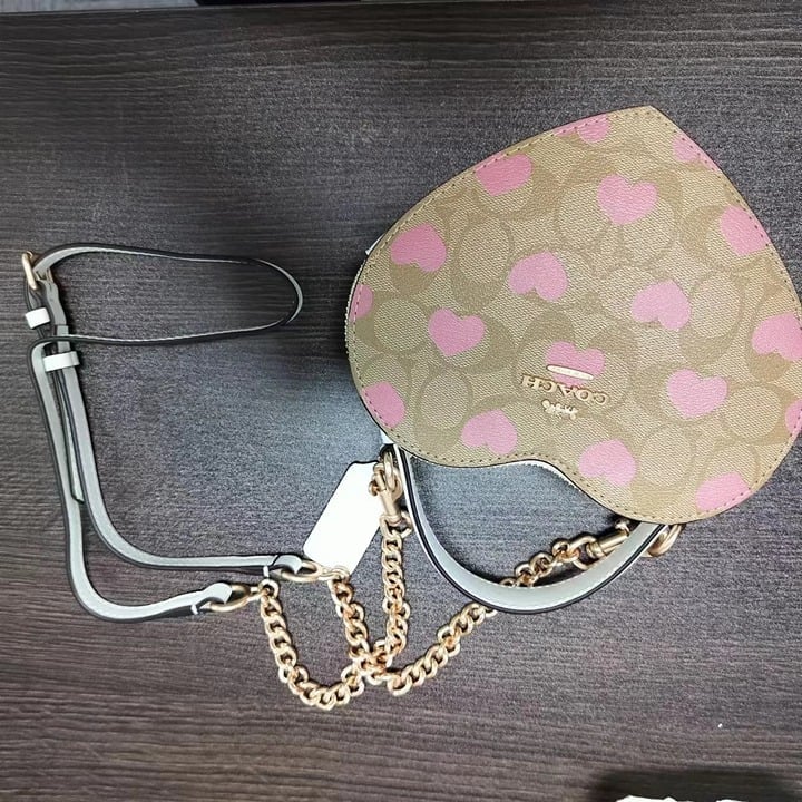 Coach Heart Crossbody In Signature Canvas With Heart Print CP021 NWT