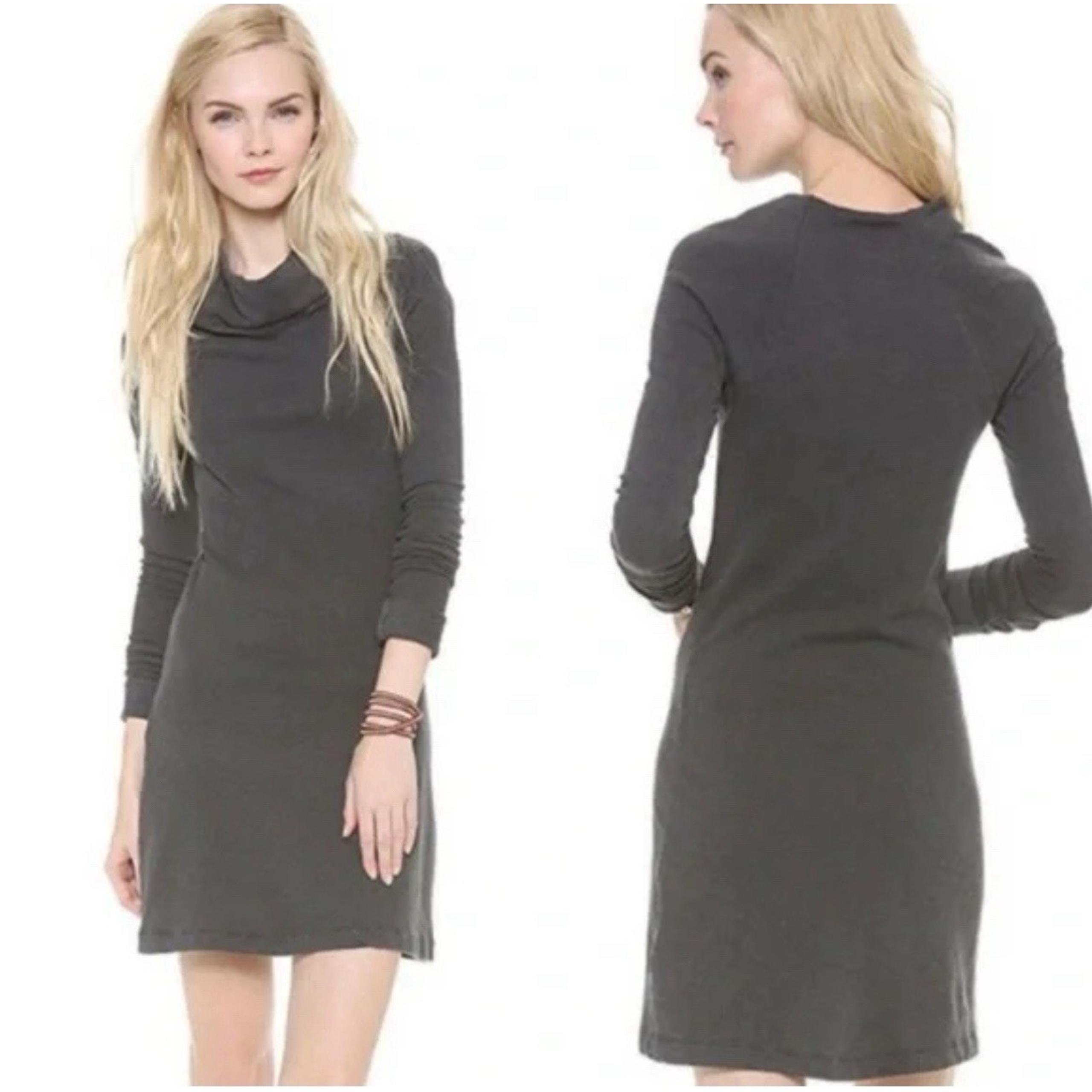 Standard James Perse Women's Cowl Neck Shirt Dress Black Stretch Classic 3 Large